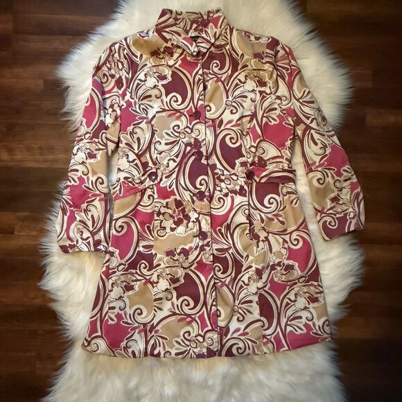 Lane Bryant Floral Long Jacket 20 Pink Purple Lightweight Cotton Lined Boho - Picture 2 of 12